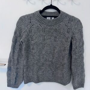 GAP Gray Pointelle Crew Sweater